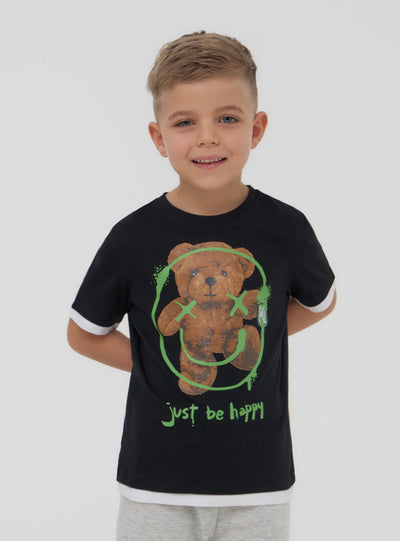 T-shirt con stampa simpatico orsetto