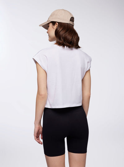 Crop T-shirt with cap sleeves