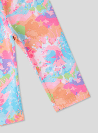 Three-quarter tie-dye leggings