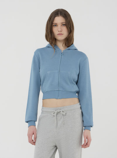 Felpa crop con cappuccio e zip