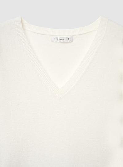 Maglia con scollo a V a tinta unita