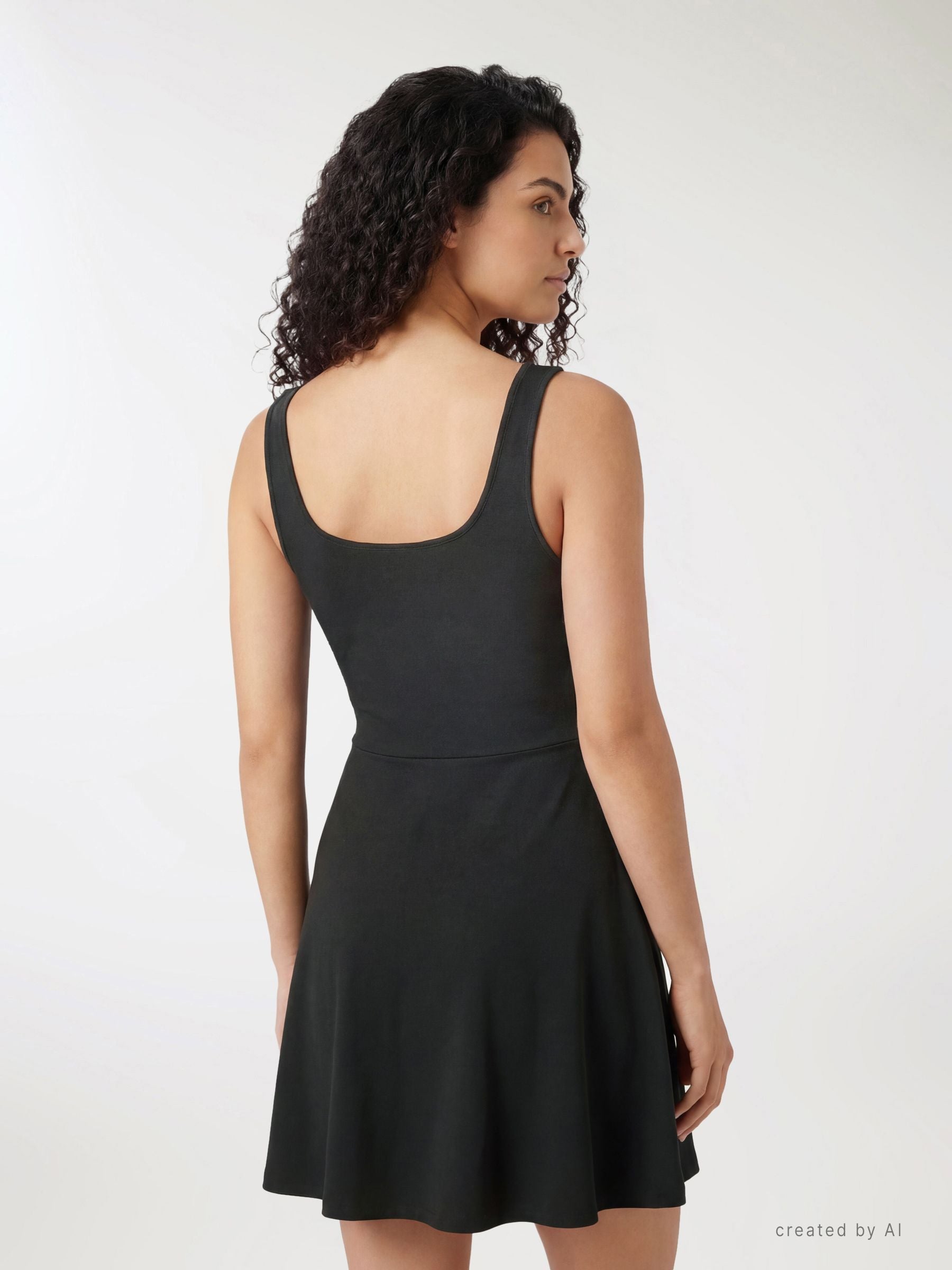 sleeveless skater dress black Sleeveless Skater Dress