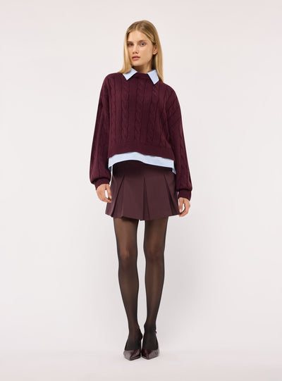 Skort mini plissettato con cintura