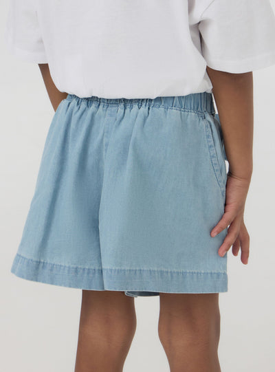 Shorts chambray chiari con fusciacca