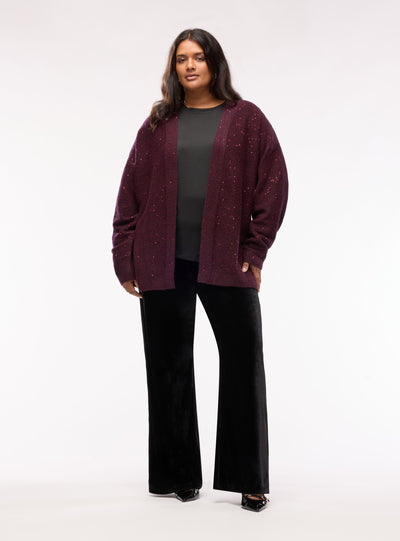 Cardigan aperto con micro paillettes