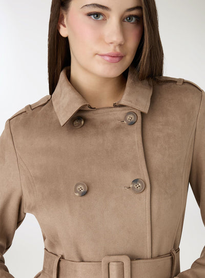 Mid-length trench coat with belt