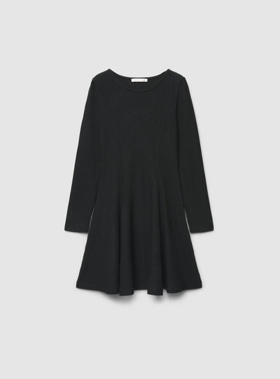 Vestito svasato a coste tinta unita