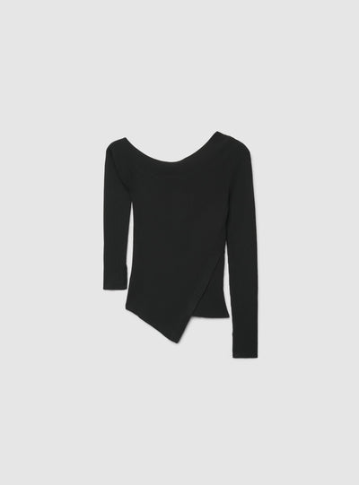 Maglia a spalle scoperte asimmetrica a tinta unita