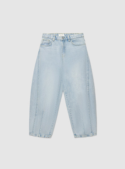 Jeans barrel a tinta unita