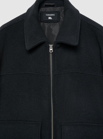 Giacca camicia con zip e tasche applicate