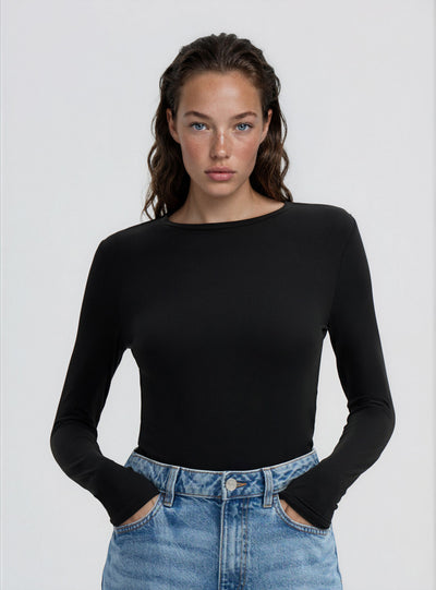 T-shirt manica lunga a tinta unita