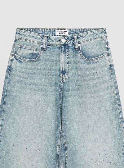 Jeans balloon con applicazioni strass