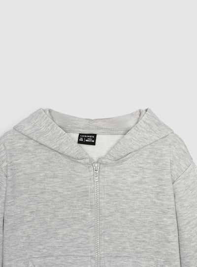 Felpa con cappuccio e zip a tinta unita