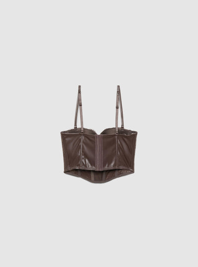 Corsetto in similpelle dettagli pizzo