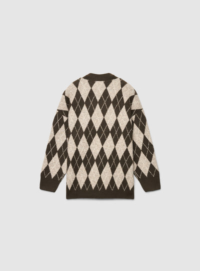 Cardigan a rombi aperto
