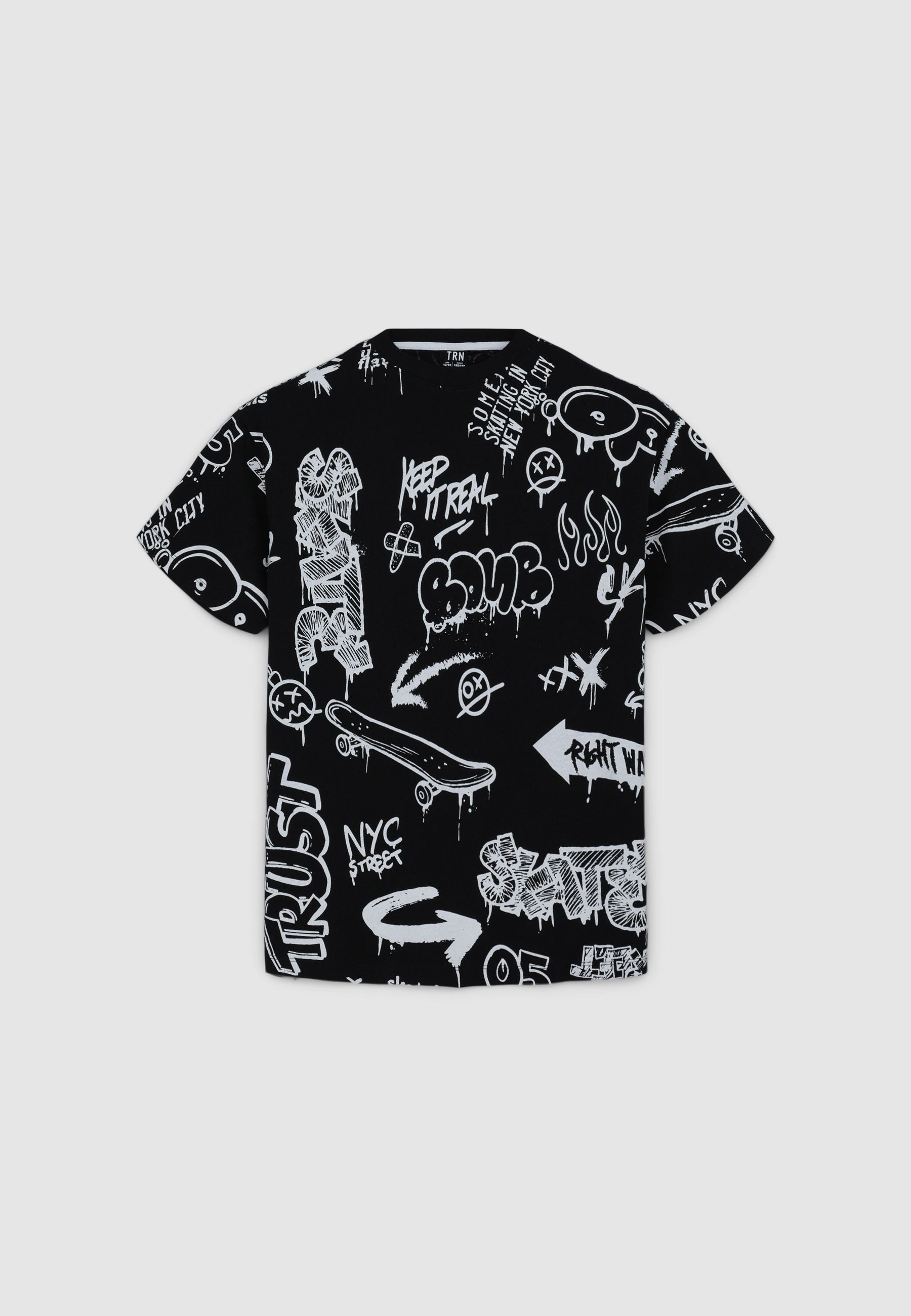 T-shirt imprimé au dos imprimé au dos Noir Homme Visage Graphique, Style Rock Hip-Hop T-shirt imprimé au dos imprimé au dos Noir Homme Visage Graphique, Style Rock Hip-Hop
