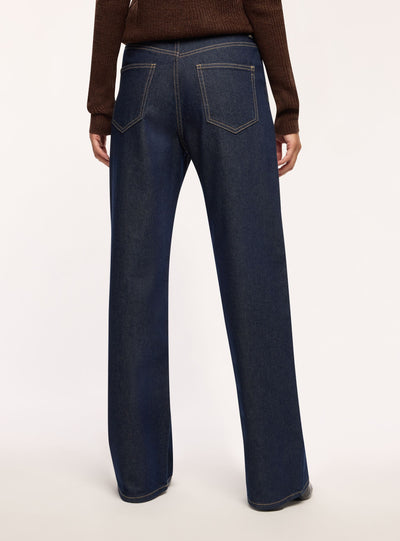 Jeans wide leg a tinta unita