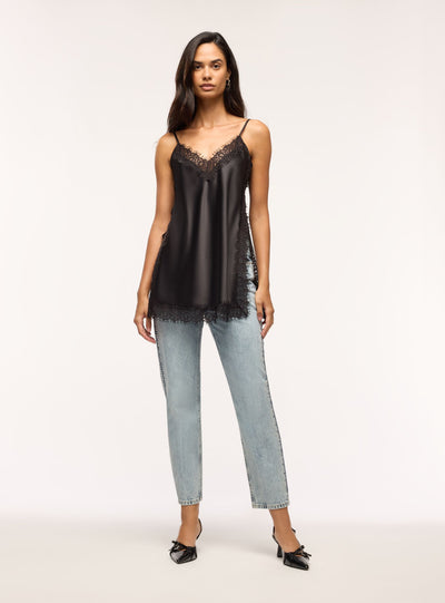Top con pizzo e spalline sottili satin