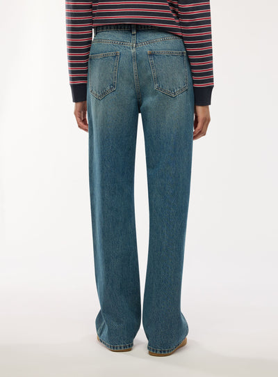 Jeans wide leg a tinta unita