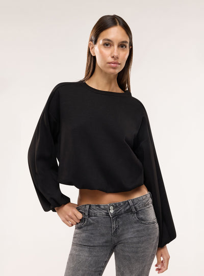 Felpa crop con maniche a palloncino