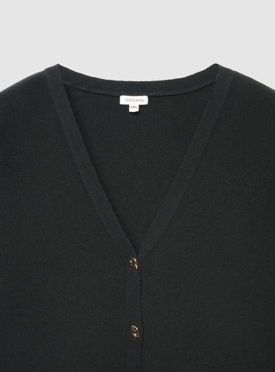 Cardigan con scollo a V, peplum e bottoni gioiello