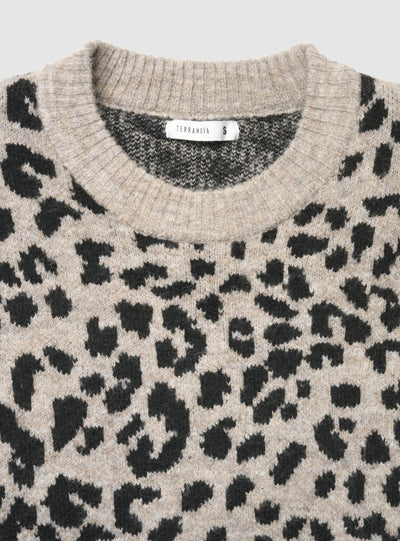 Maglia girocollo con fantasia animalier