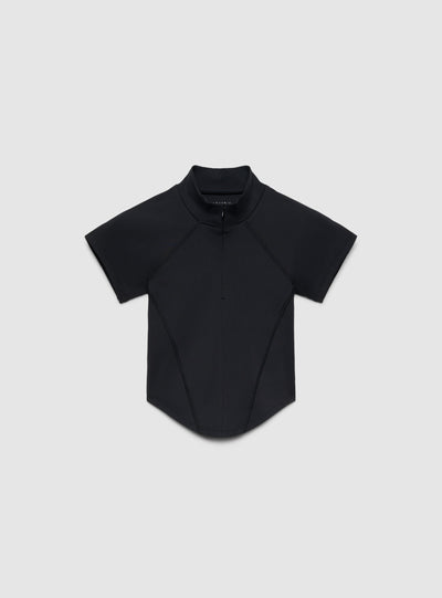 T-shirt sportiva con mezza zip a tinta unita