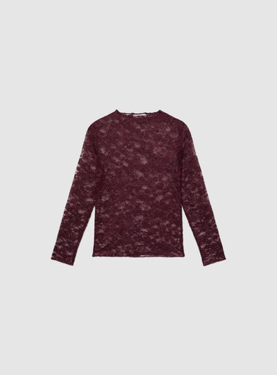 Langärmeliges T-Shirt aus Spitze mit Pailletten