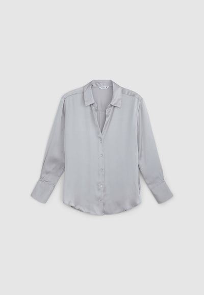 Camicia ampia effetto raso tinta unita