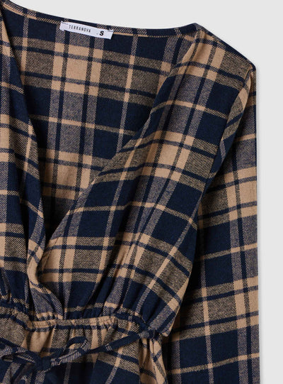 Camicia incrociata a quadri con coulisse