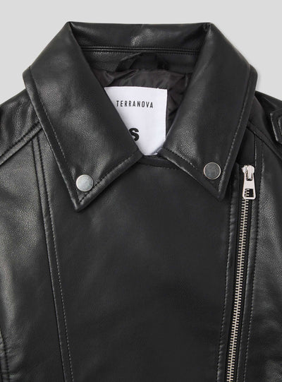 Leather-effect crop jacket