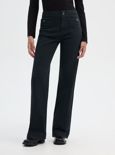 Jeans wide leg con tasche a toppa