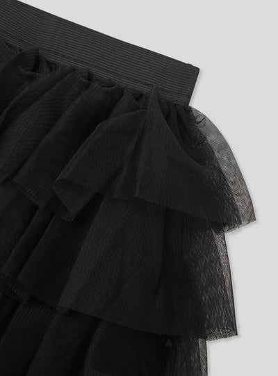 Plain-coloured tiered tulle skirt