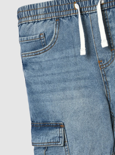Jean cargo à jambes larges avec cordon de serrage