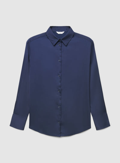 Camicia ampia in satin a tinta unita