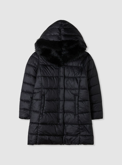 Long padded jacket with hood