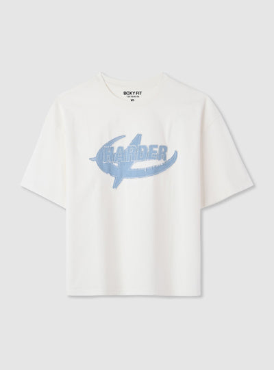 T-shirt boxy con stampa lettering
