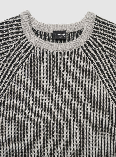 Maglia a coste con maniche raglan