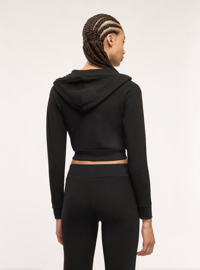 Felpa crop con cappuccio e zip
