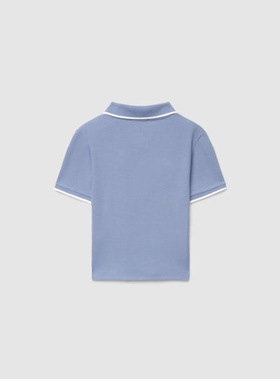 T-shirt con colletto polo e ricamo college