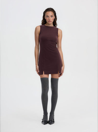 Vestito tubino gessato con spacchi