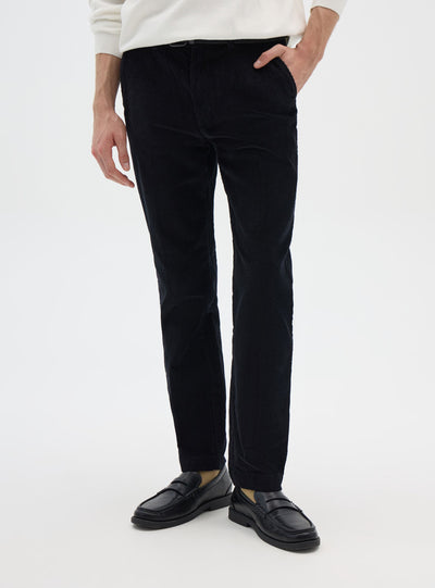 Chino trousers with ribbed velvet elastic waistband