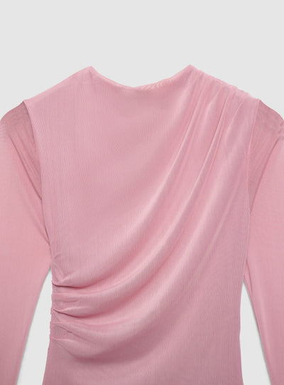 Body drappeggiato con maniche in tulle