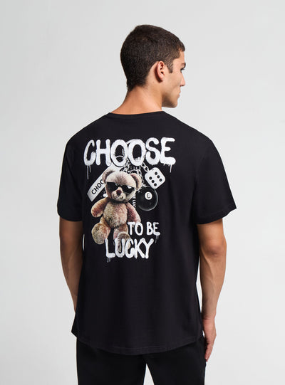 T-shirt con stampa orsetto e scritta