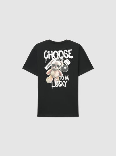 T-shirt con stampa orsetto e scritta