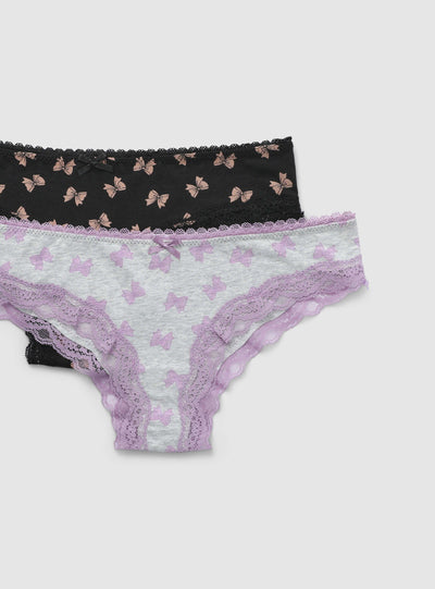 Pack de 2 slips con estampado de lazos