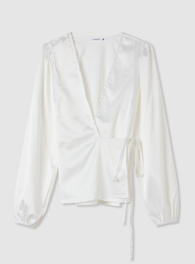 Blouse en satin à col en V