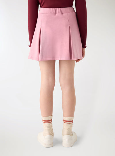 Skort da bambina con pieghe a tinta unita