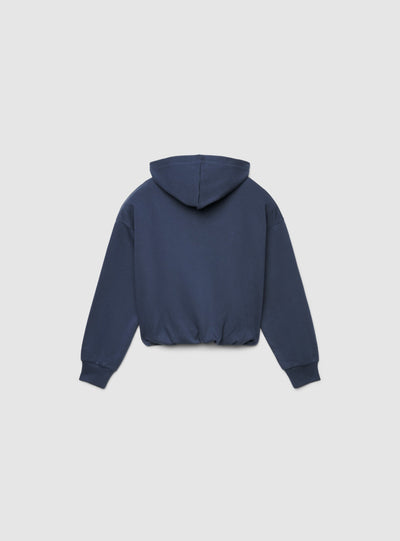 Felpa crop con cappuccio e scritta
