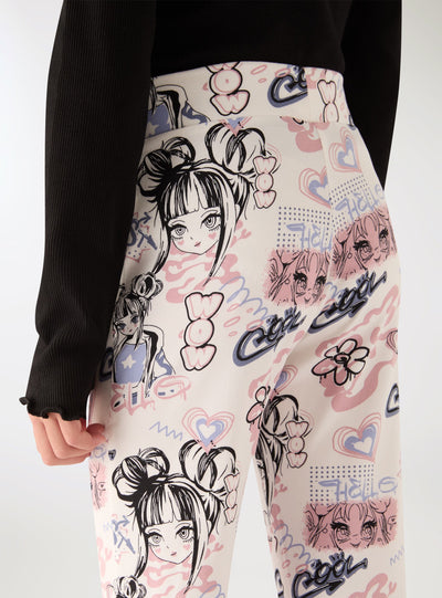 Leggings lunghi a zampa con stampa